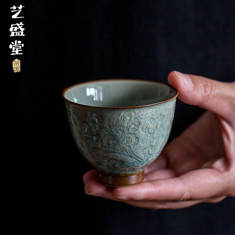 Secret Glaze Embossed Stamped Zhilian Tea Cup Ceramic Tea Cup Single Home Tea Cup Kung Fu Tea Set Master Cup Secret Glaze Embossed Stamped Zhilian Tea Cup Ceramic Tea Cup Single Home Tea Cup Kung Fu Tea Set Master Cup