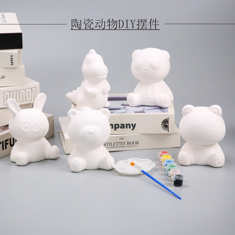 European-Style Ceramic Handmade Art DIY Vase White Blank Painted Children's Pottery Kindergarten Painting Creative Home