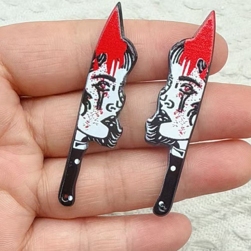 ハロウィンアクリルはさみ斧面白い小道具両面プリントペンダント DIY イヤリングブレスレットアクセサリー|undefined