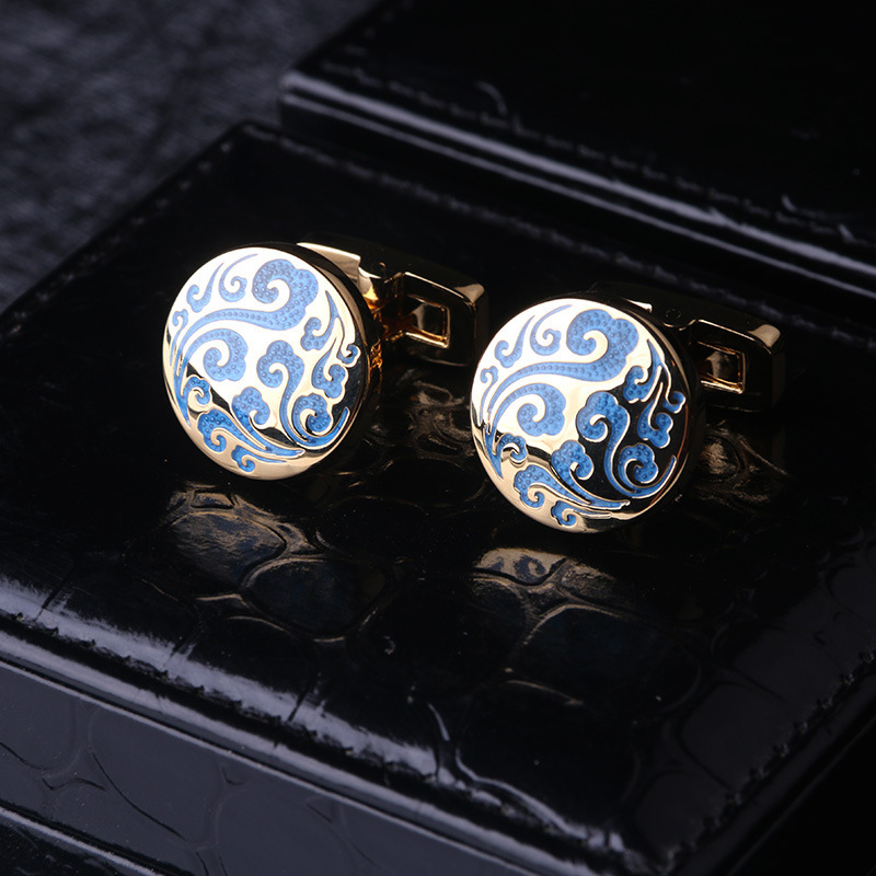 Cloisonne Pattern Cufflinks French Shirt Cufflinks Men's Cufflinks Dress Business Shirt Cufflinks