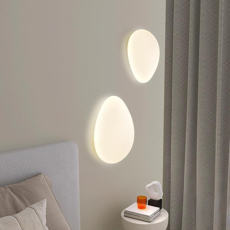 Full Spectrum Eye Protection Pebble Wall Lamp Cream Style Living Room Background Wall Lamp Bedroom Bedside Decorative Lamp Zhongshan Lamps