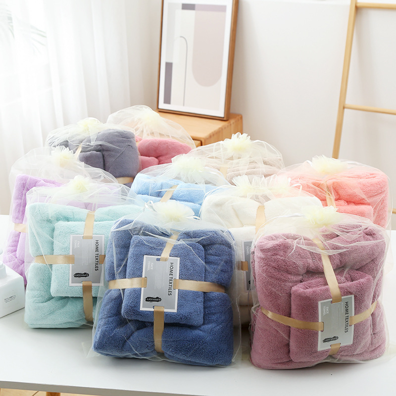 Towel, bath towel, mother-in-law towel set gift, adult beach soft microfiber coral velvet gift live broadcast wholesale
