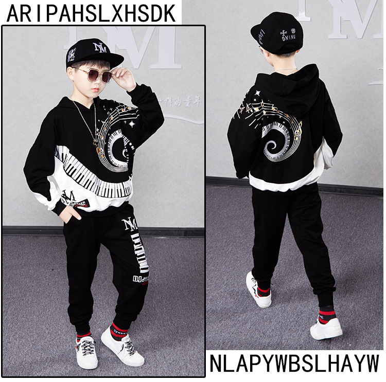 Traje de otoño para niños, Sudadera con capucha de manga larga, edición coreana, pantalones deportivos informales, conjunto de dos piezas a la moda, edición coreana, 2023_voghion.com