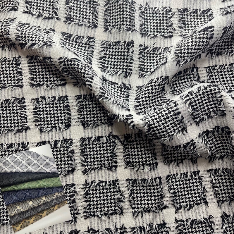 Houndstooth Plaid Brushed Tweed Fabric Clothing Jewelry Hair Accessories Buttons Handmade Tailor Fabric Designer Fabric