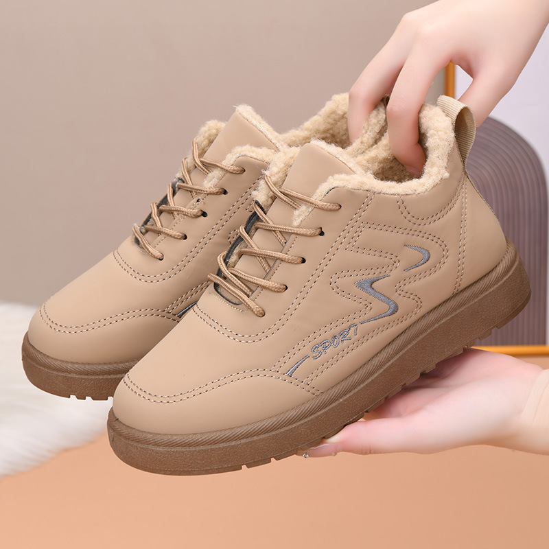 加绒高帮棉鞋女2025冬季新款保暖防滑雪地靴百搭厚底中老年妈妈鞋