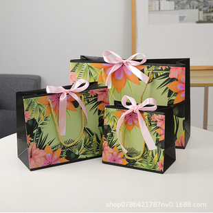 Factory direct spot flower gift bag green plant bag Mid-Autumn Festival handbag department store paper bag