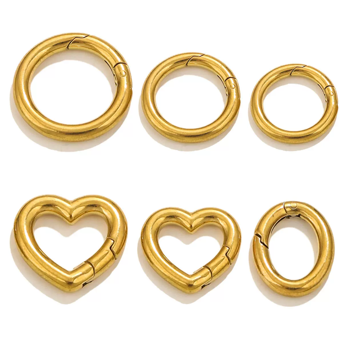 不锈钢溜光弹簧扣弹簧圈扣3.0线径圆圈扣钛钢DIY五金扣圆扣批发