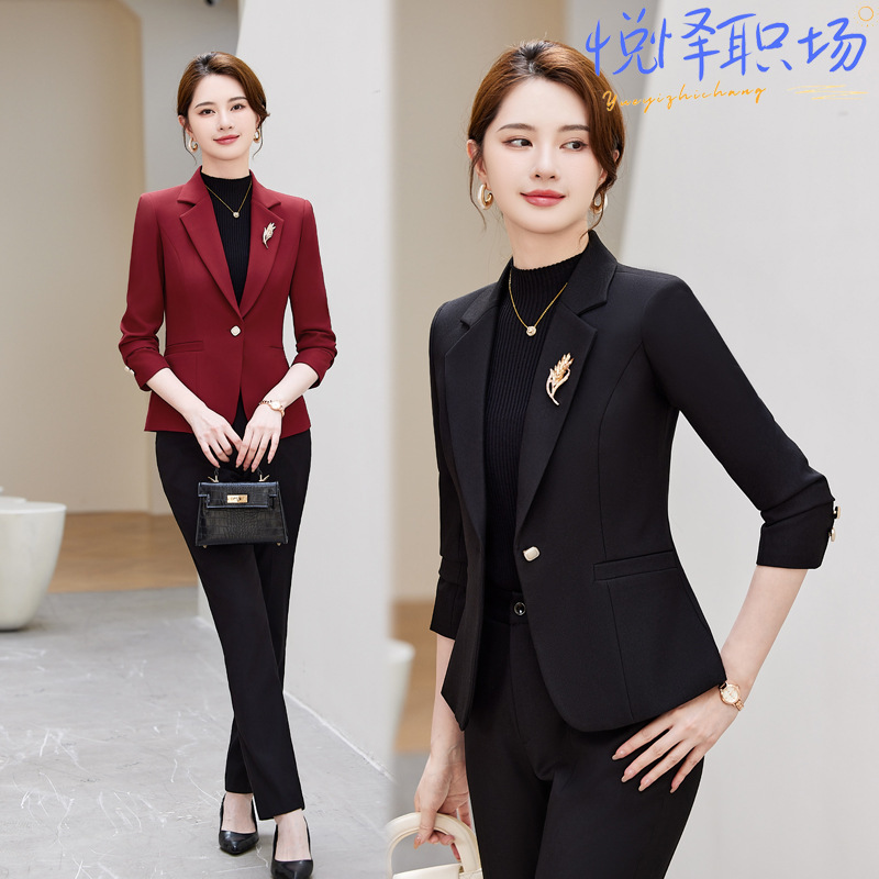 2024 Spring and Autumn New Professional All-match Suit Long-sleeved Korean Style Elegant Slim-fit Slimming Small Suit Jacket Women's Short
