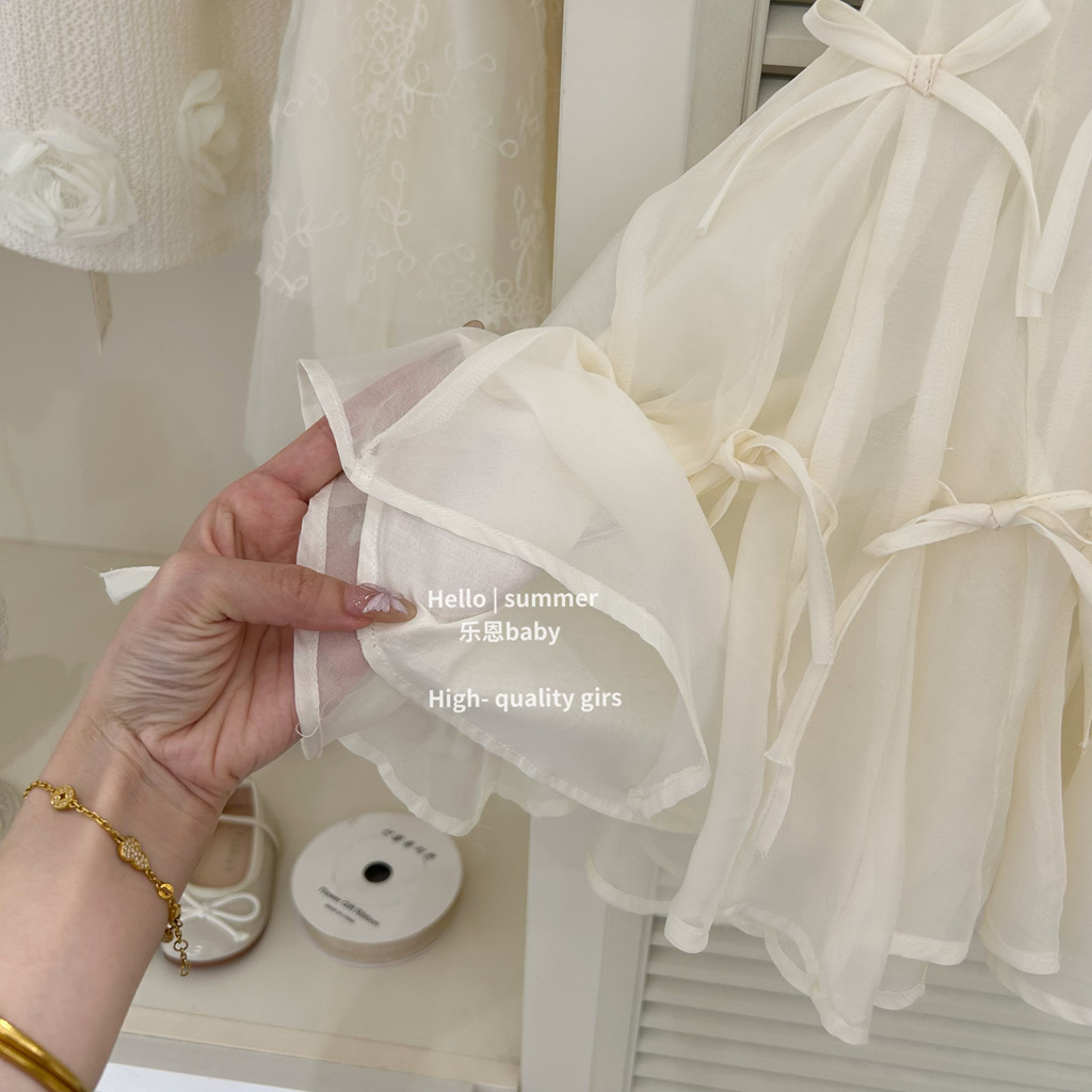 [Le En baby] Vestido de chaleco de lazo de alta calidad hecho a mano de verano para niñas Vestido de estilo occidental para bebé Vestido de princesa