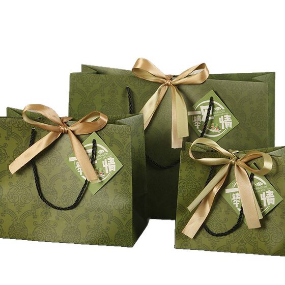 Dragon Boat Festival ink marble pattern with hand gift paper bag ins gift bag printed LOGO paper bag zongzi bag