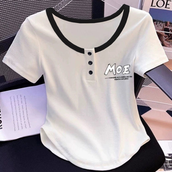 Cotton Short-sleeved T-shirt Women's 2025 Summer New Korean-style Western-style Slim-fit Slimming All-match Short Half-sleeved Top Trendy