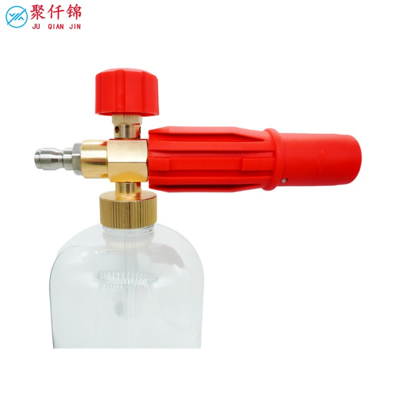High-Pressure Cleaning Machine Red Transparent Foam Spray Bottle Pa Adjustable Household Pump Foam Cleaning Foam Spray Gun Nozzle
