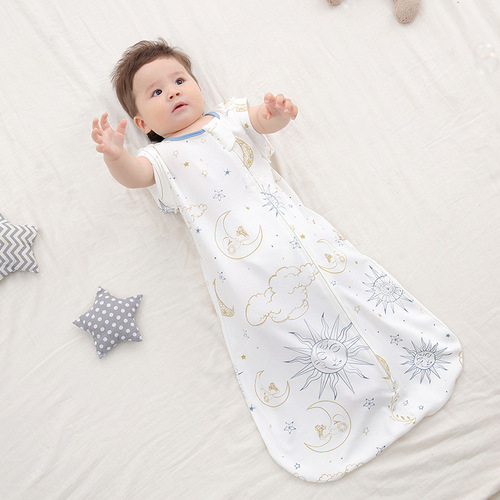 Baby sleeping bag for all four seasons, baby anti-startle swaddling, detachable sleeves, children's sleeping bag, surrender-style newborn anti-kick blanket