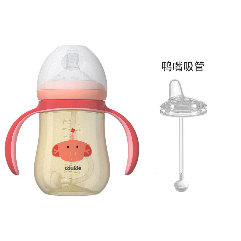 Tookie travieso de ancho calibre PPSU biberón con mango paja recién nacido infantil anti-flatulencia bebé suministros