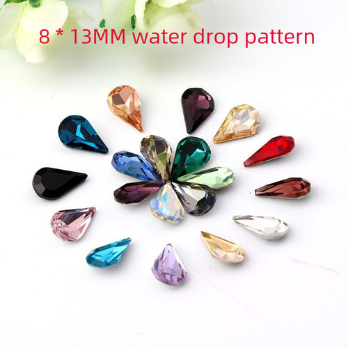 Cross-border water drop transparent glass crystal, super bright sharp bottom silver-plated irregular crystal mobile phone DIY sticker drill decoration accessories