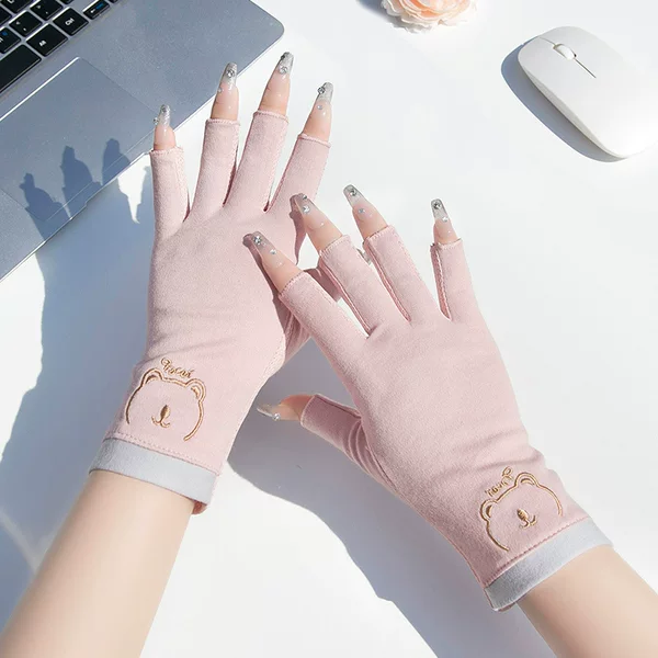 Nail Gloves UV-resistant Half-finger Women's Thin Anti-black Half-section Driving Non-slip Breathable Spring and Summer