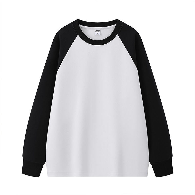 320G marca de marea retrógrada manga de hombro ropa de grupo personalizada uniformes de clase de estudiantes manga larga hombro de cuello redondo logotipo personalizado