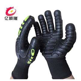 TPR抗震防砸防护耐磨防撞防扎防刺石油采矿打钻劳保防护手套