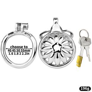 FRRK stainless steel flower big urine holder male negative chastity lock penis cb lock bird cage SM abstinence sex toys