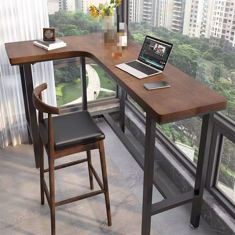 Casual Solid Wood Corner Bar Table Balcony Leisure Small Bar Modern Home L-Shaped Bar Table High Table Others