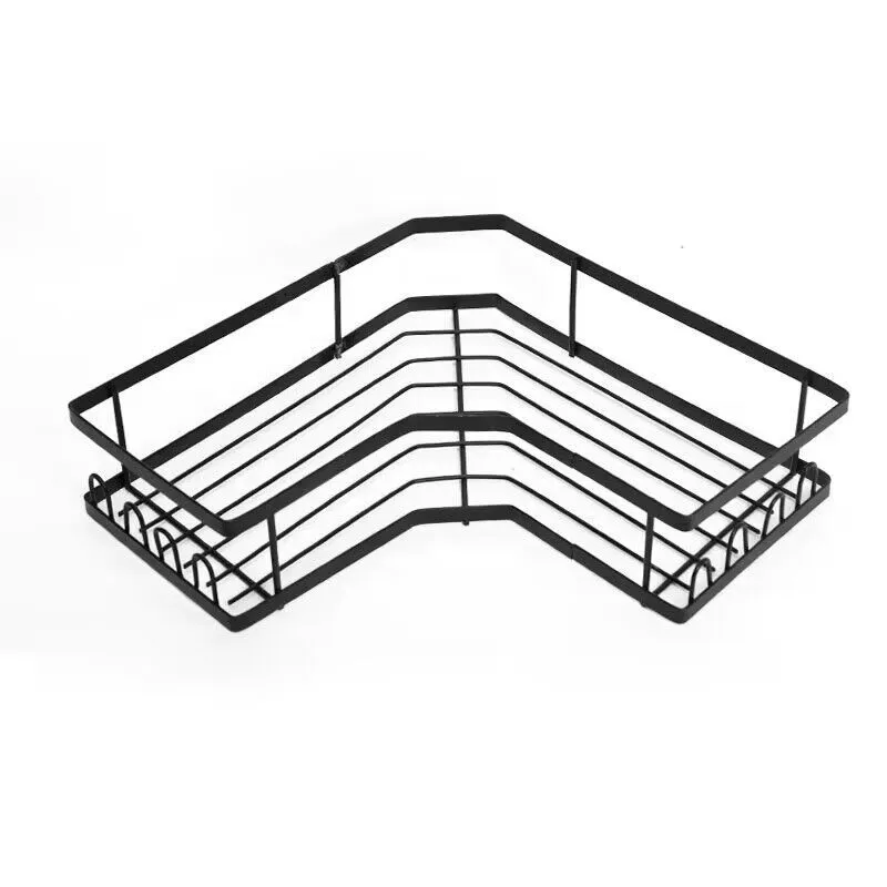 Corner bathroom shelf rack, no‑drill adhesive wall mount, L‑shaped corner storage, assorted sets
