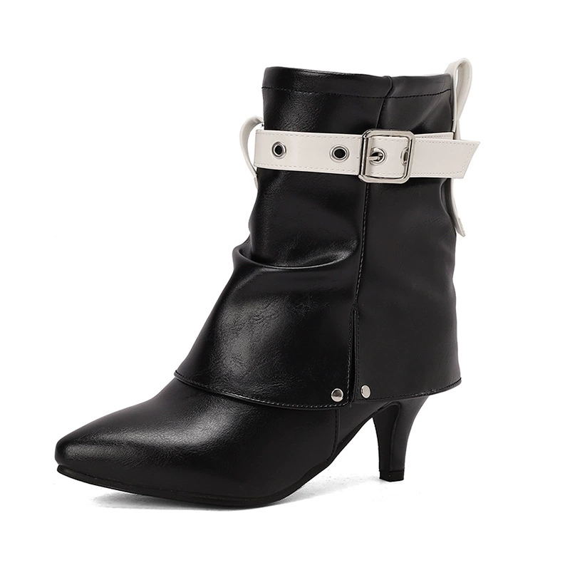 Ankle boots Willow, pleated spliced upper, 6.5 см heel, imported PU lining