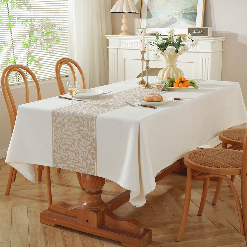 Nordic Vintage Geometric Diamond Tablecloth In White And Brown_voghion.com