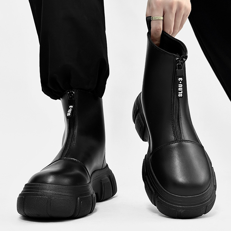 Men's Shoes high top leather boots trend large size rain boots _voghion.com