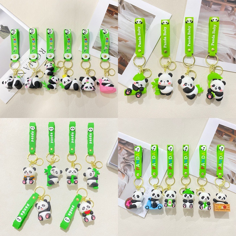 National Treasure Panda Keychain Swimming Panda Plush Toy Bag Pendant Car Keychain Small Gift