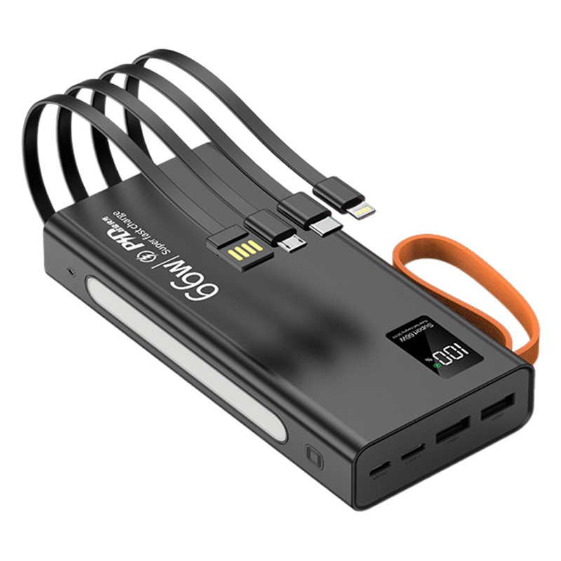 Universal nuevo mini banco de potencia auto-cableado 20000 mA PD66W carga rápida con fuente de alimentación móvil de cuatro hilos