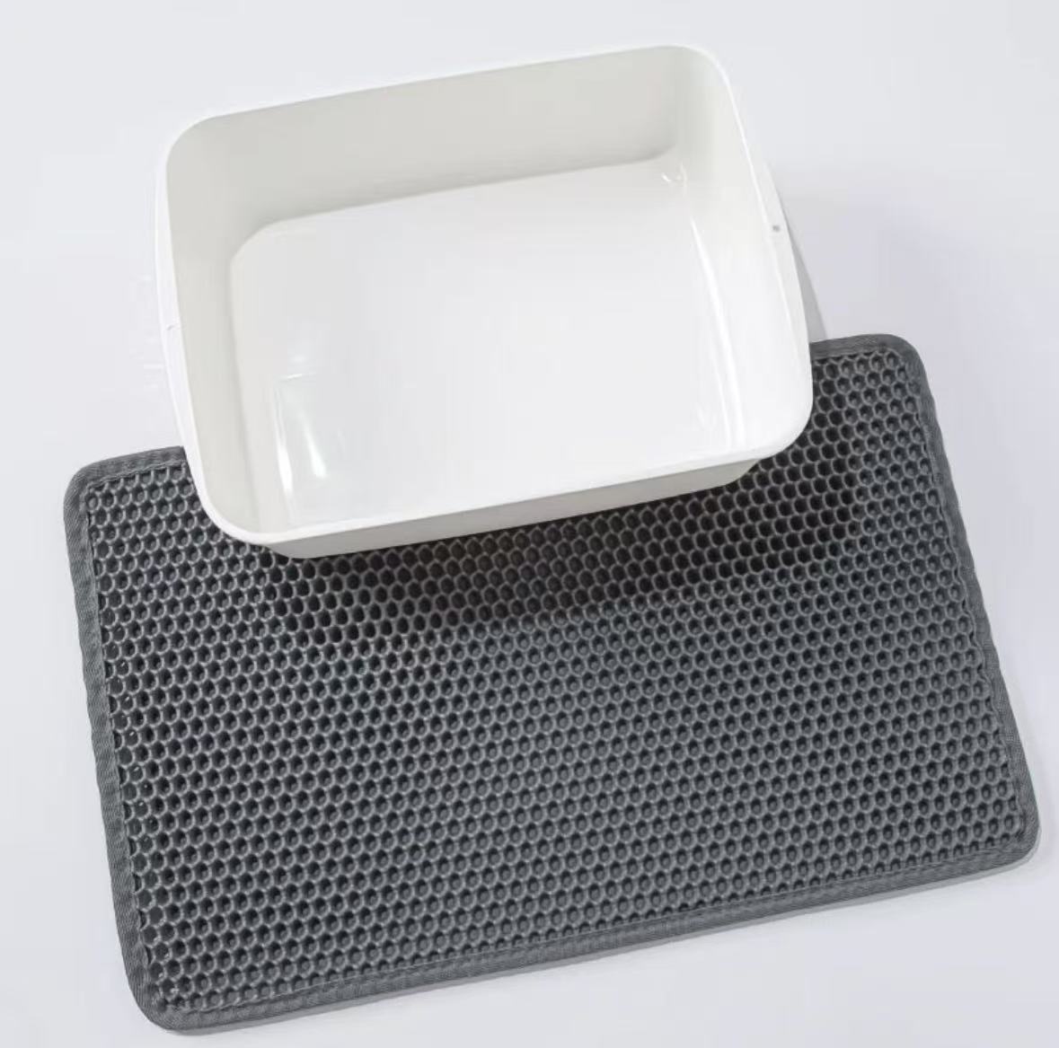 76cm * 55cm esterilla de arena de gato grande diseño de doble capa de panal antideslizante a prueba de agua a prueba de orina a prueba de fugas esterilla de suelo de caja de arena de gato