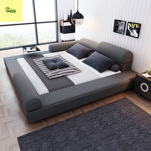 2025 New Modern Simple Large Double Bed Tatami Fabric Bed Master Bedroom Widened/2.0 Wedding Soft Bed