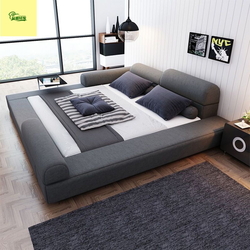 Fabric Bed Tatami Extra-Large Double Bed Fabric Bed Master Bedroom Light Luxury Widened 1.5/2.0 Nordic Style Soft Bed