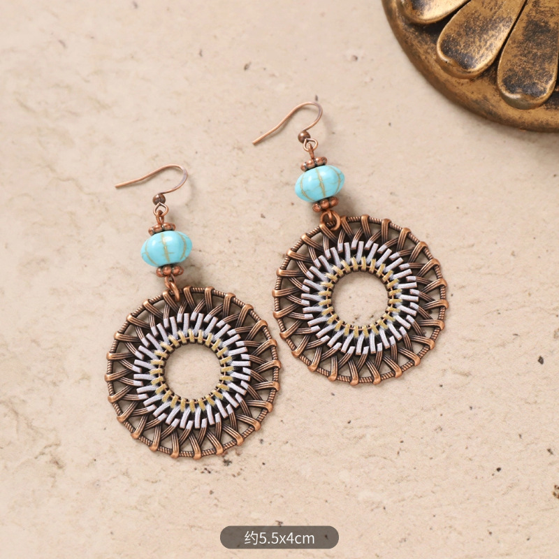 4-Blue Stone Vintage Intertwined Circles
