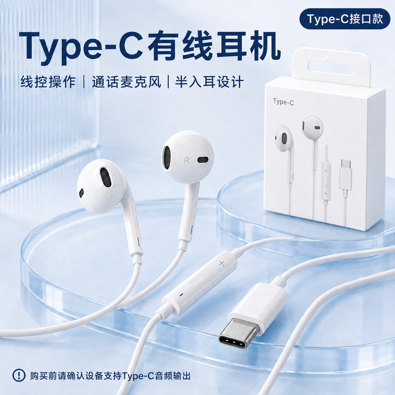 Compatible with Apple 15/16/17 headphones, Huawei and Xiaomi universal headphones, direct plug-in wired control headphones, Type-C/USB-C Compatible with Apple 15/16/17 headphones, Huawei and Xiaomi universal headphones, direct plug-in wired control headphones, Type-C/USB-C