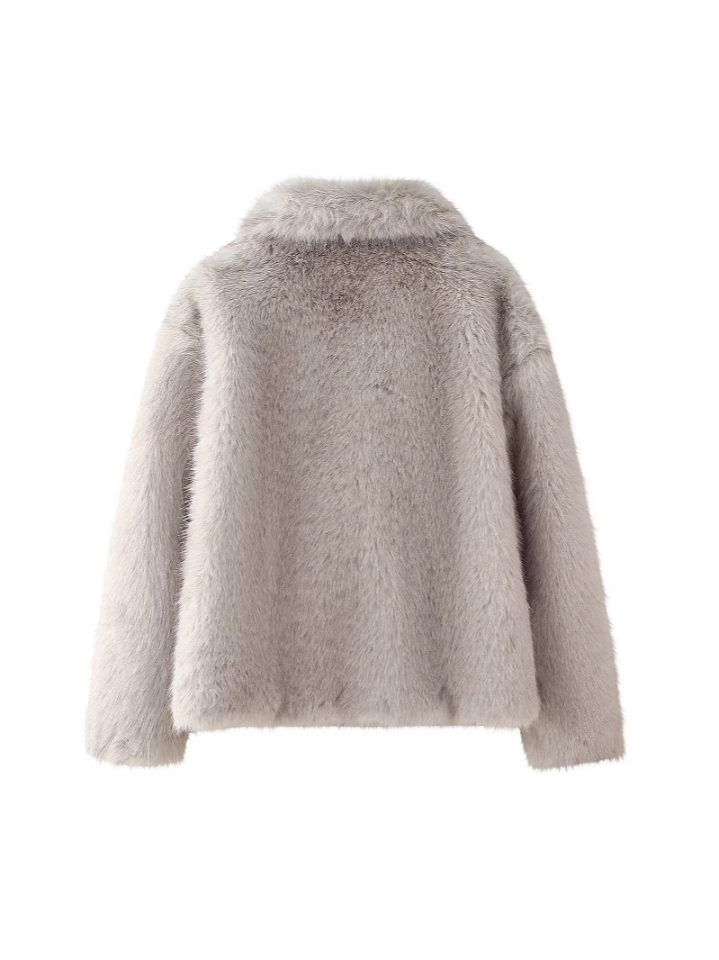 Cross-border women's 2024 autumn and winter new European and American fashion casual plus size loose short lapel imitation fur coat women