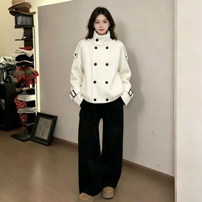 2026 new style stand-up collar double-breasted windbreaker sweater coat for women, autumn and winter faux mink fur loose fashion jacket top 2026 new style stand-up collar double-breasted windbreaker sweater coat for women, autumn and winter faux mink fur loose fashion jacket top
