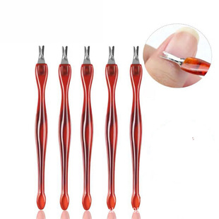 Spot stainless steel dead leather fork to push the old skin nail tools trim nail tools plastic handle to push the old skin