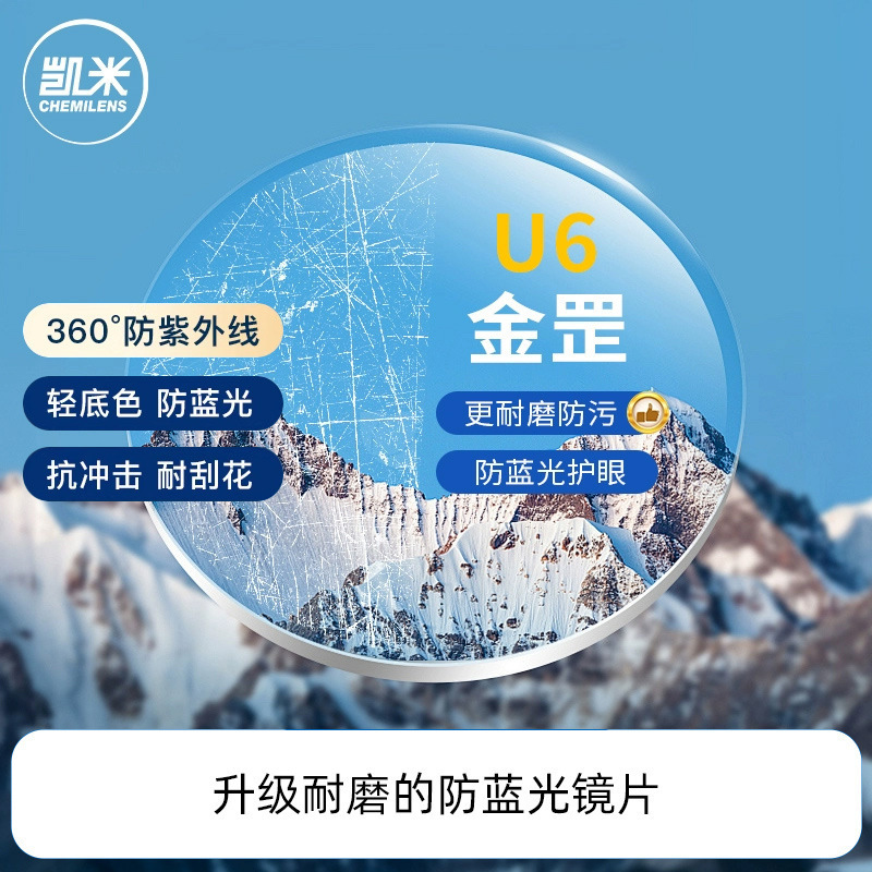 韓国 Kemi レンズ U6 抗青色光 Jinguang 1.74 超薄型 U2 高近視 1.67 Danyang メガネ ダブル非|undefined