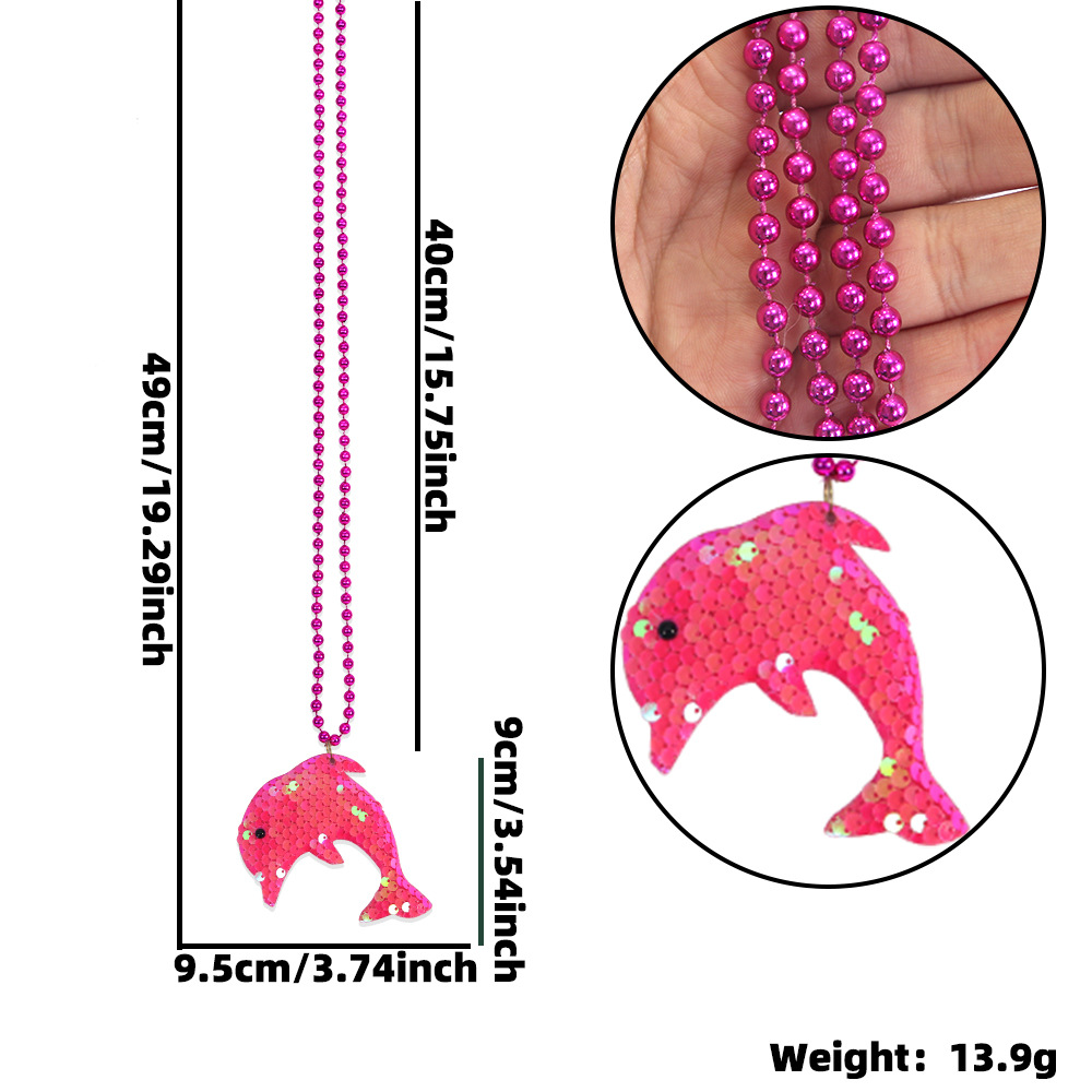 Amazon Ocean Series collar sirena tema decoración de fiesta colgante delfines sequillas de color cadena de cuentas de cola de mermaid
