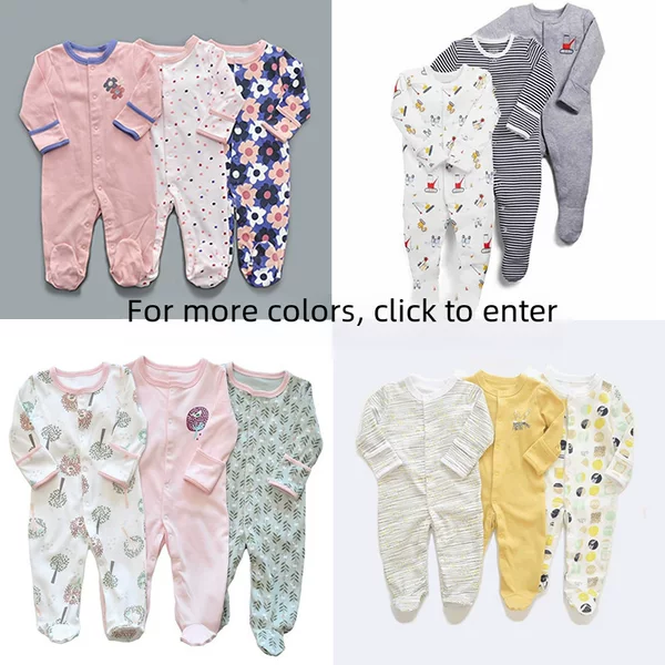 Amazon Ins Aliexpress Three-Piece Cotton Set with Hand and Foot Covers, Baby Romper, Newborn Jumpsuit, Versatile
