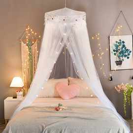 床顶,公主床帘网适用于单人床卧室装饰圆形蕾丝圆顶不锈钢 蚊帐