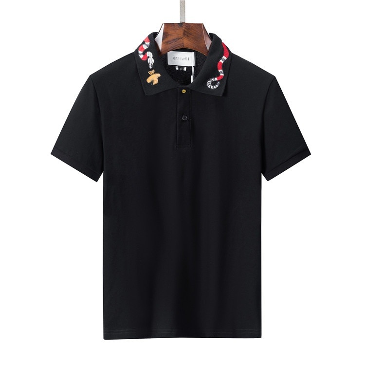Correct Version of g Brand Snake Year New Summer European Style Men's Polo Shirt with a Turn-Down Collar, Pique Cotton, Fashionable Embroidery, Short Sleeves