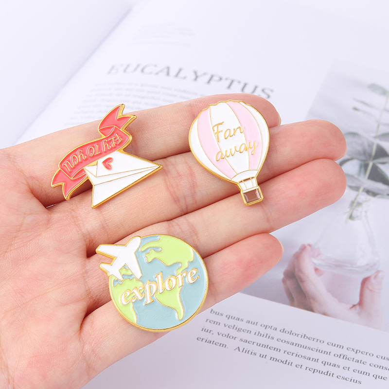 Alloy Material Rectangle, Landscape Pattern Fashion Pin Rectangle Landscape Alloy Stoving Varnish Women'S Brooches
