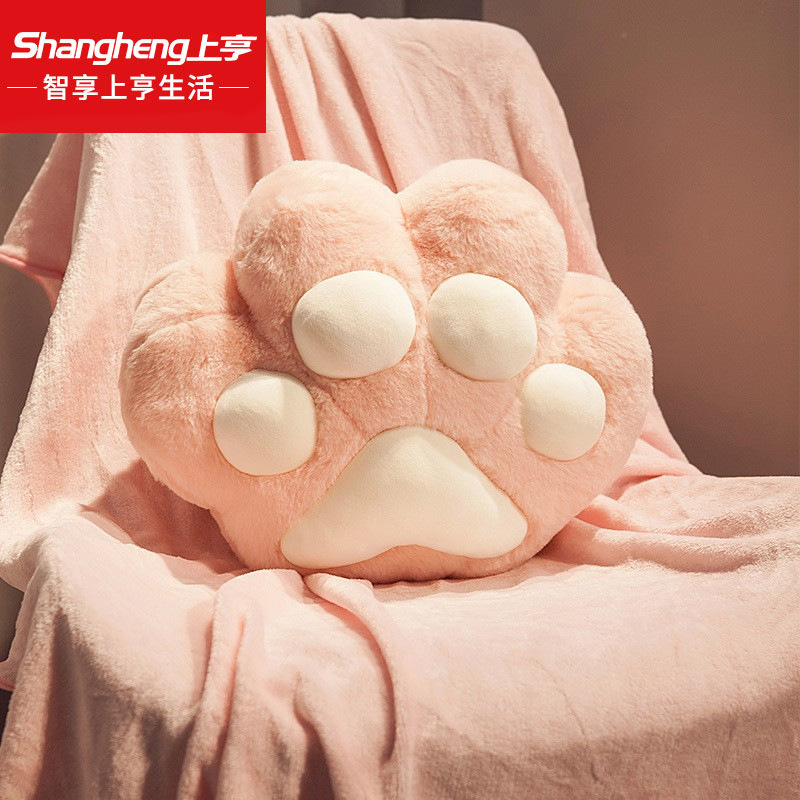 Shangheng 고양이 발톱 베개 이중 목적 2-in-1 에어컨 담요 사무실 베개 점심 시간 베개 자동차 허리 베개