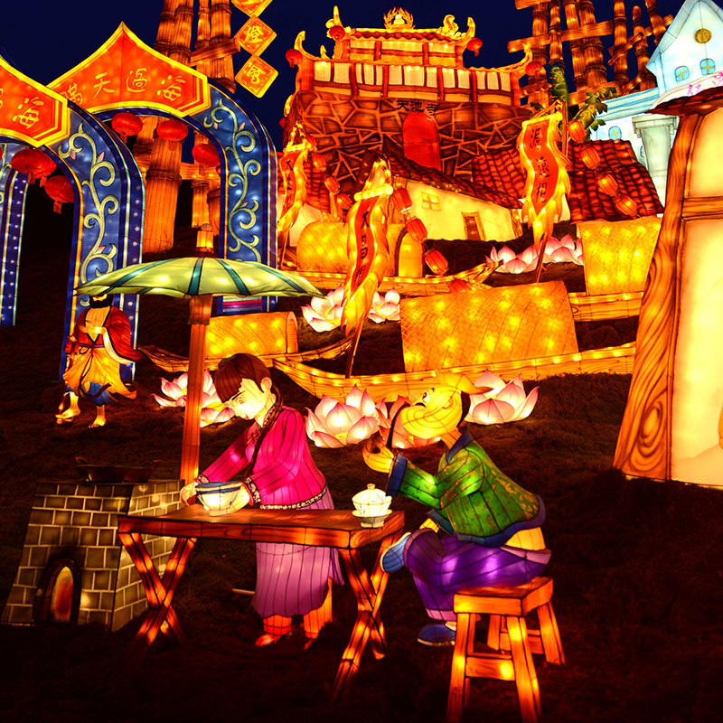 网红新中式发光人物造型花灯景区公园灯展景观灯不夜城装饰氛围灯