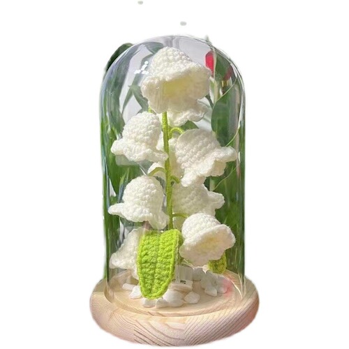 Handmade lily of the valley finished product night light potted plant eternal flower finished woolen crochet creative gift