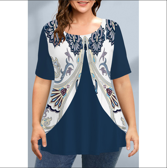 Irregular Hem Printed T-Shirt Dress - Figure 1