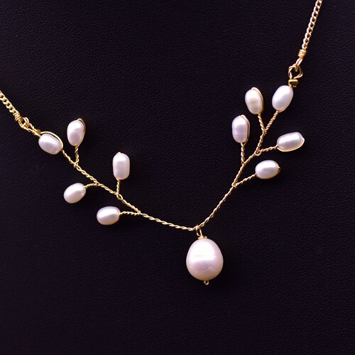 Natural freshwater pearl braided set necklace female personality leaf sweater chain clavicle chain handmade jewelry wholesale