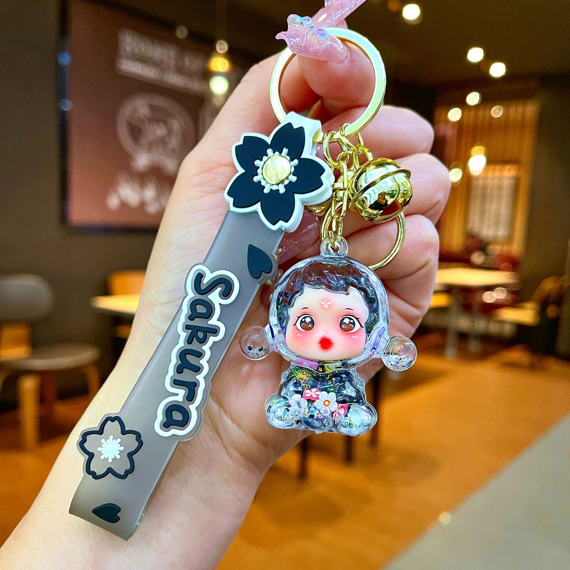 Llavero red acrílico con arena flotante